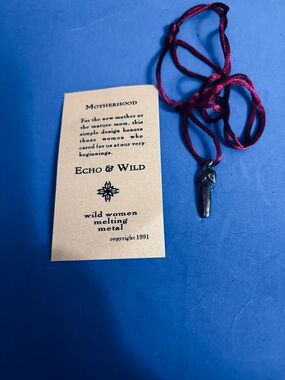 Motherhood Sterling Silver Pendant on Burgundy Red Adjustable Satin Cord